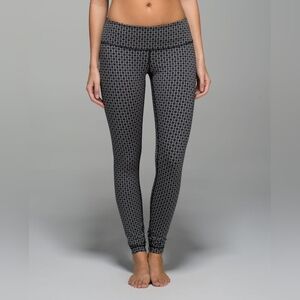 Lululemon Wunder Under Tri Geo Silver Spoon Black Leggings
